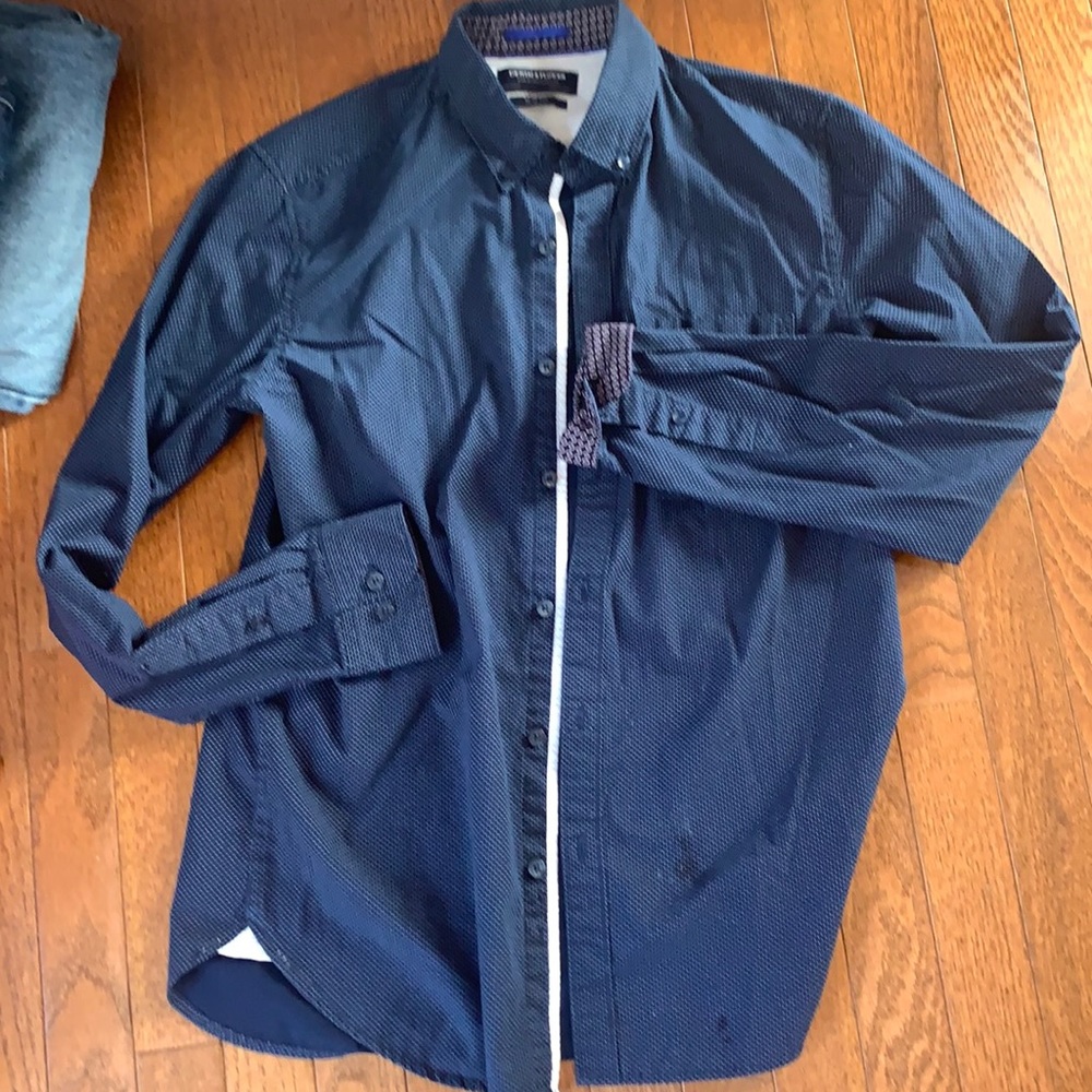 EUC Denim and Flower Button Down